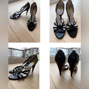 Vintage Kenneth Cole Leather Strappy Heels Black | Made in Italy | NWT | Size 9